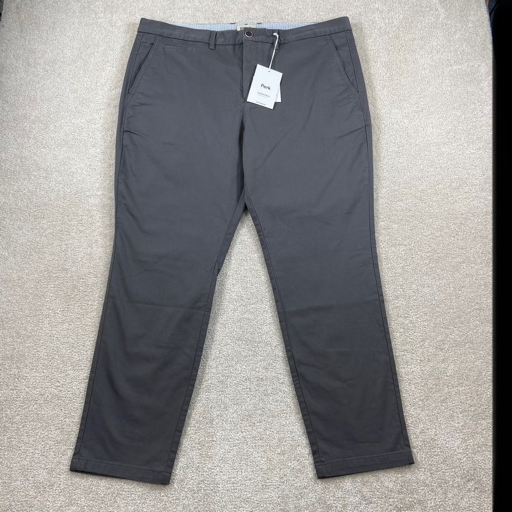 NWT Perk Feel Good Chinos Mens 40 Faded Black Slim Fit Stretch Pants